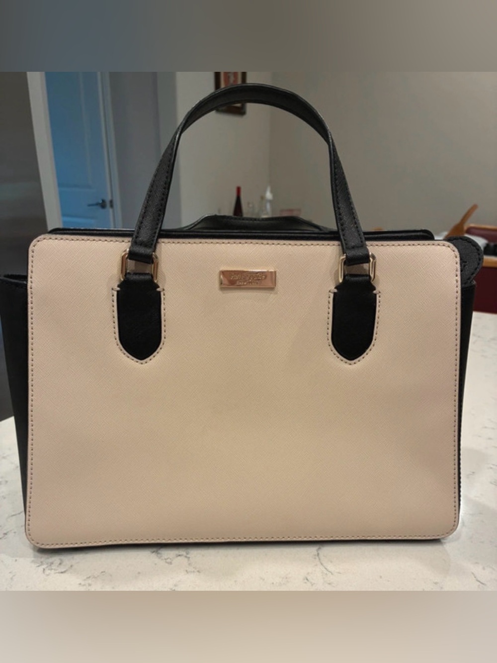 kate spade Cream and Black Structured Satchel